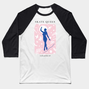 Skate Queen in Mattisse Blue Baseball T-Shirt